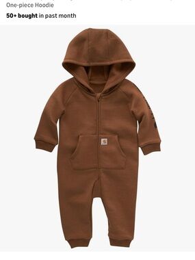 Carhartt Brown Hooded Toddler One-Piece Footie Romper 6M
